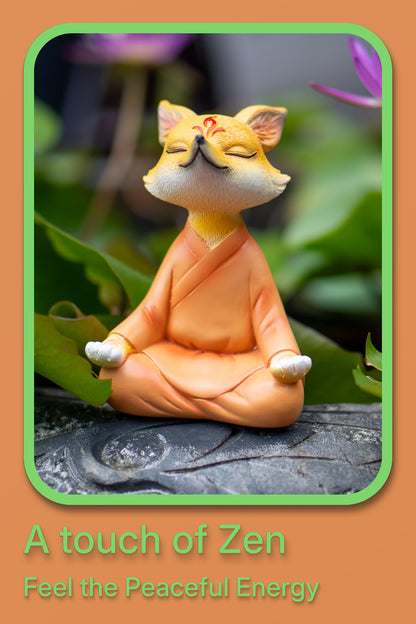 Fuzrea Zen Fox Figurine, Meditating Fox Buddha Statue for Home Decor, Living Room, Yoga & Meditation Accent, Shelf, Table, Desk Decor, Outdoor Garden Decor, Gifts for Women