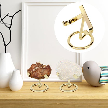 KCGANI 4 Pcs Metal Crystal Display Shelf, Rock Display Stands Crystal Holder Heart, Golden Display Stand for Mineral Gemstone Agate Fossil Coral Jewelry Showcasing for Home Shop Office Use