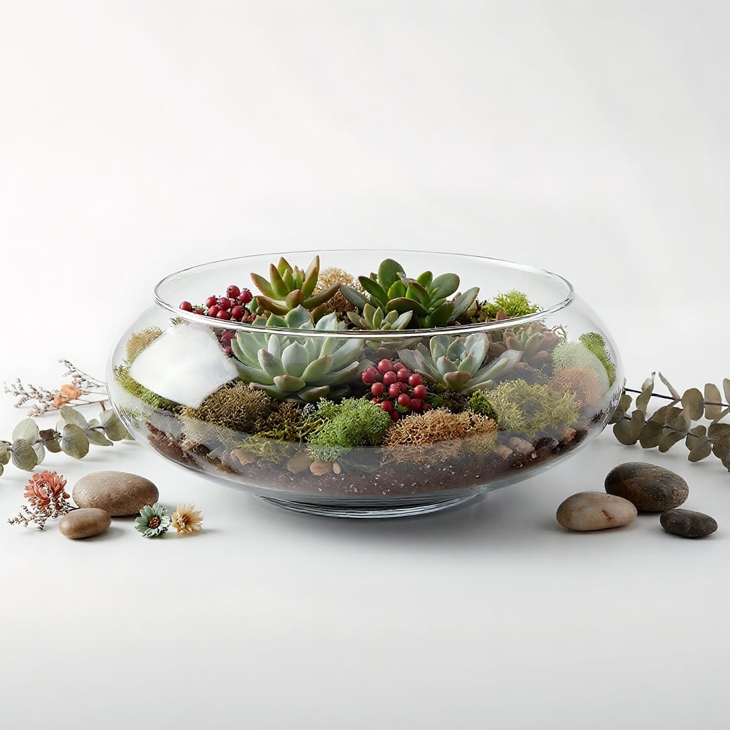ZENFUN 2 Pack Glass Vase Bowl, 6"/ 8" Wide Mouth Flower Vase Round Terrarium, Glass Hydroponic Planter Floral Container Clear Fish Bowl for Table Centerpiece, Wedding Event, Home Decoration
