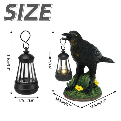 Rempry Solar Garden Crow Statue Decor, Gothic Crow Light for Yard Lawn Patio Outdoor, Unique Birthday Housewarming Halloween Gifts for Mom Family, Friend