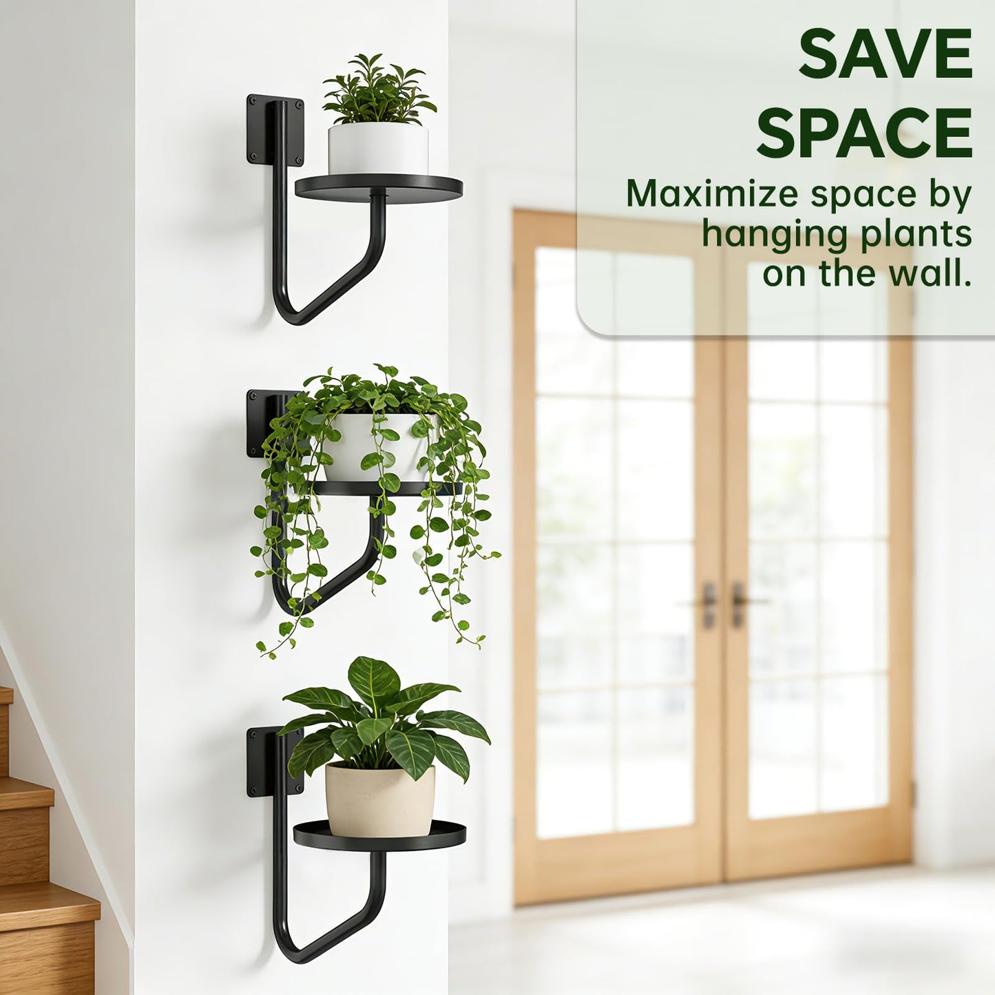 IMAGOA Wall Plant Holder, Metal Wall Planters for Indoor Plants Wall Mounted Plant Holder Hanging Planters Window Plant Shelves Plant Hanger for Home Decor Living Room, Office, Outdoor (1 Pack)