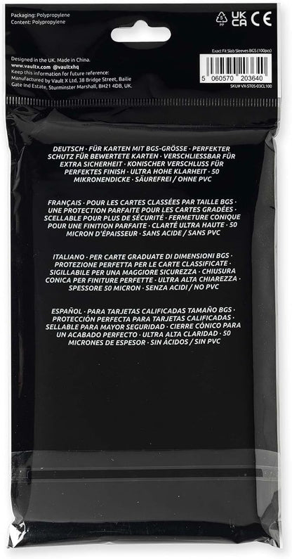 Vault X Exact Fit Slab Sleeves (100 Pack) for Graded Trading Cards, Becketts BGS and Other Similar Sized Cases