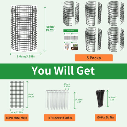 LAPEQQIOJEJ 5 Pack Plant Protector from Animals, 24x12 Inches Wire Plant Protector, Plant Cages to Keep Animals Out