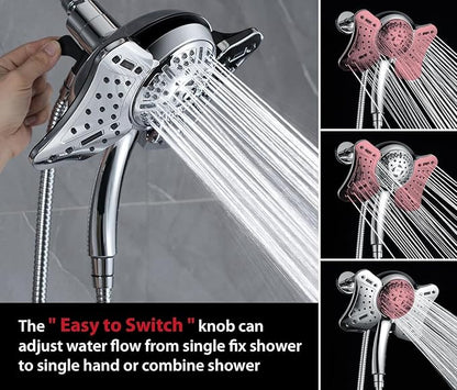 GRICH 2.5GPM Shower Head with Handheld Spray Combo: 2 in 1 Rainfall Shower Heads high pressure & Handheld Shower Head, 9 Spray Modes/Settings Detachable Shower Head with 60 Inch Hose