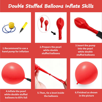 108Pcs Red Double Stuffed Balloons Different Size, 18/12/10/5 inch Dark Cherry Matte Ruby Red Balloons Garland Arch kit for Wedding Baby Shower Bridal Shower Engagement Anniversary Party Decoration