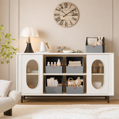 Homsorout Fabric Closet Storage Cubes - 6 Pack Square Storage Bins with Dual Handles for Clothes, Towels, Toys, Cube Storage Organizers for Bedroom, Nursery, Shelves, Closet, Small Spaces, Grey