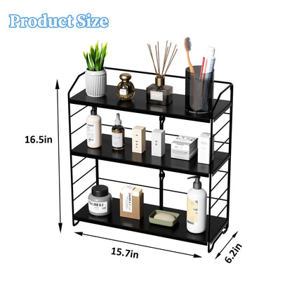 MAYZOLOP Bathroom Counter Organizer, Makeup Organizer Countertop, Countertop Storage Shelf for Bathroom Storage, Vanity, Large Skincare, Perfume, Black 3 Tier