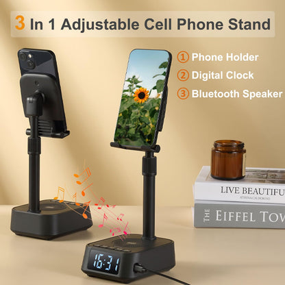 ASEAT Gifts for Men Women, Adjustable Phone Stand Bluetooth Speaker, Birthday Gifts Him Husband, Phone Holder for Kitchen Desk Bedroom, Cool Tech Gadget for Dad Mom Boyfriend, Christmas Ideal