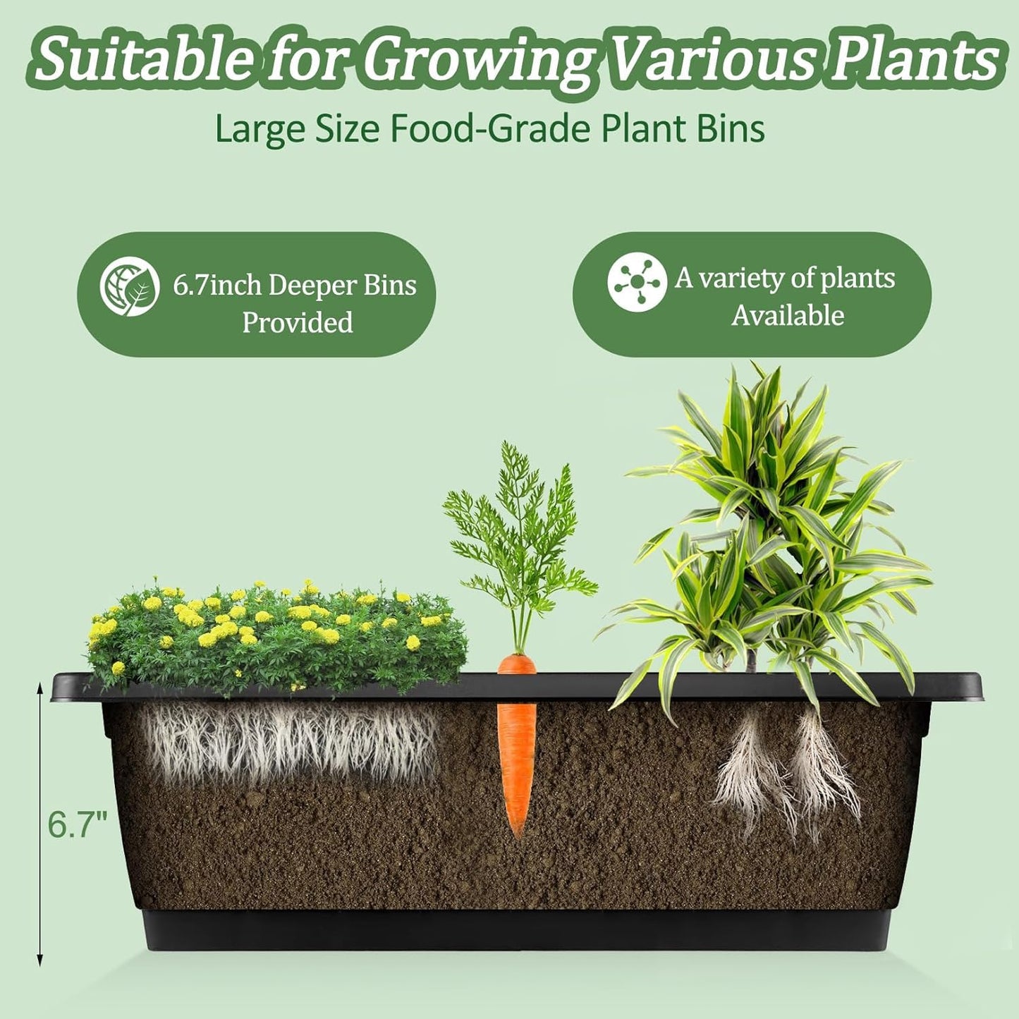 TEANDE 2 Pack Vertical Raised Garden Bed, 5-Tier Elevated Planter Box w/Drainage System & 4 Hooks for Herbs Vegetables Flowers, Vertical Garden Planter for Patio Yard Indoor Outdoor, Black