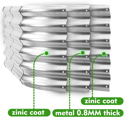 YSEJOMP 17" Tall Round Outdoor Garden Raised Garden Bed Kits-0.8MM Thick Metal Raised Planter Bed/Ground Planter Box for Variety of Flowers,Herbs,Vegetables,Trees (Silver, 24 Dia X 16.5 inches)