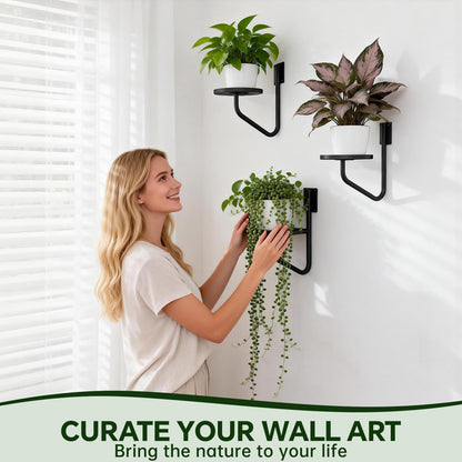 IMAGOA Wall Plant Holder, Metal Wall Planters for Indoor Plants Wall Mounted Plant Holder Hanging Planters Window Plant Shelves Plant Hanger for Home Decor Living Room, Office, Outdoor (1 Pack)