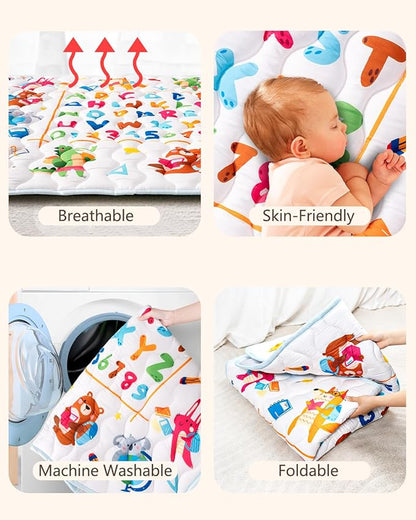 Baby Play Mat, 50x50 Mat with Super Soft Touch, Activity Mat with Upgraded Anti-Slip Bottom, Machine Washable Crawling Mat for Floor & Picnic(Numbers)
