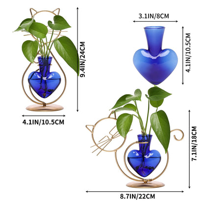Plant Terrarium Plants Propagation Station Cat Lover Gifts for Women Home Office Decor Cat Desk Accessories