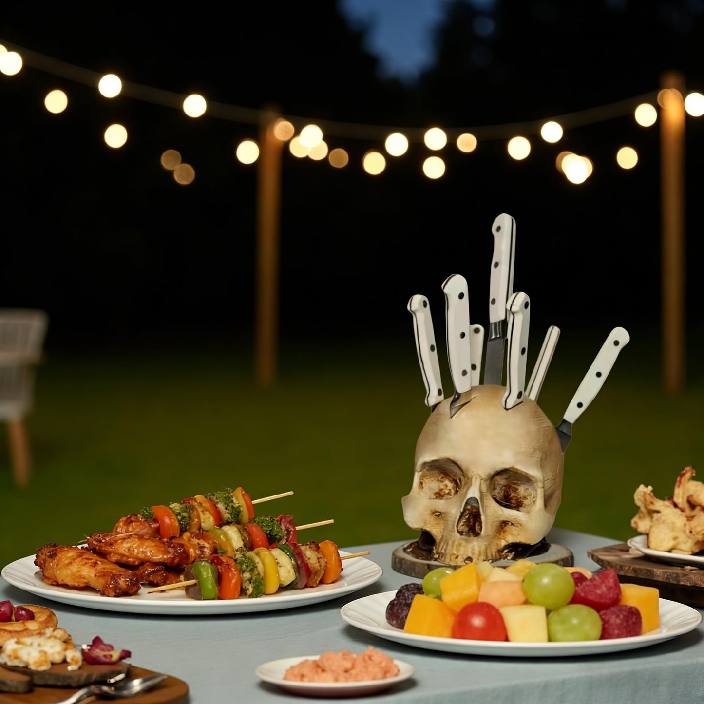 Skull Knife Holder for Storage, Funny Skeleton Knife Holder, Creative Horror Storage Head Rack, Skeleton Knife Stand for a Scary Party.