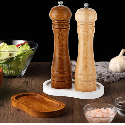 BINHAI Salt and Pepper Wood Mill Tray, White colour Pepper Grinder Rest, Work Surface and Dining Table Protector (Pepper mill not included)