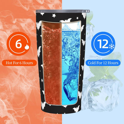 TOUNHEYA Halloween Bats Tumbler with Lid and Straw Gothic 20oz Insulated Stainless Steel Cup Spooky Travel Coffee Mug Water Bottle for Women Gift for Birthday Christmas