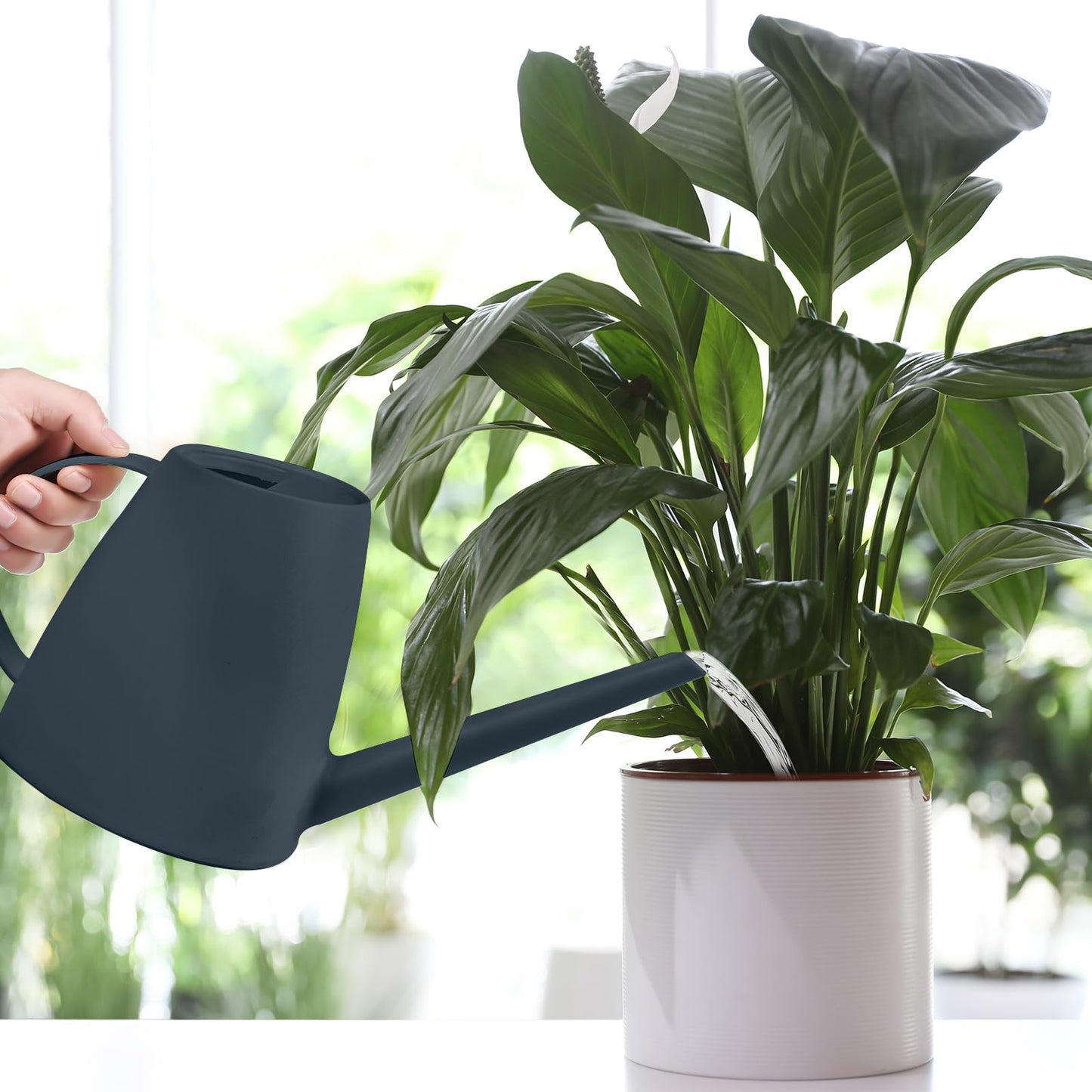 TTAOE GN Watering Can - for Indoor and Outdoor House Plant Garden - with Long Spout - 1/2 Gallon - Grey