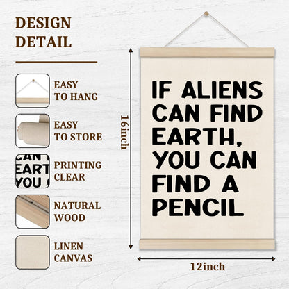 DOI-LANEE Funny School Classroom Posters Hanger Frame, Math Classroom Must Haves Canvas Wall Decor 16x12 Inch, Homeschool Decor, High School Gifts for English Teachers Students Teen Boys Girls