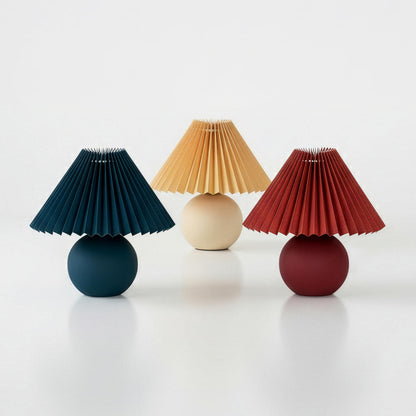 Brightech Serena LED Table Lamp - Small 10" Modern Ceramic Lamp with Pleated Shade for Bedside, Nightstand, Desk - Mini Night Light with Cozy Soft White Light for Living Room, Bedroom - Peach