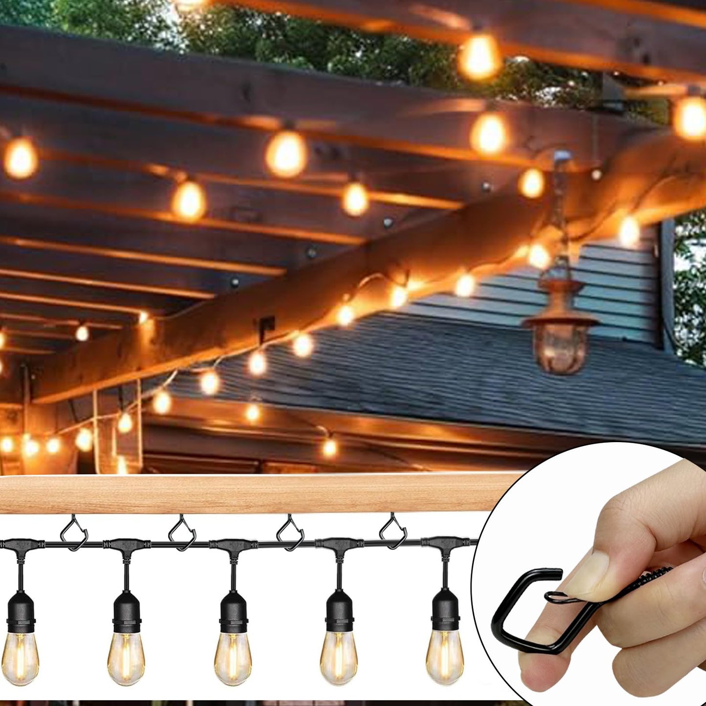 Sexoeie 35 PCS Eye Screw Hooks for Hanging Heavy Duty with Safety Buckle.Metal Ceiling Hooks for Hanging Plants,Cup,Wind Chime,Bird Feeders,Christmas String Lights at Indoor&Outdoor,2.36 Inches Black
