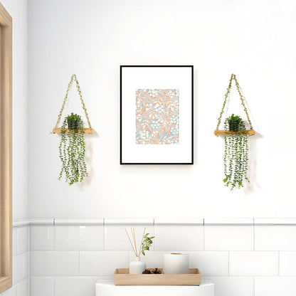 Mokof 2 Pack Wooden Hanging Shelves with Artificial Eucalyptus Plants Wall Decor for Living Room, Bedroom, Bathroom - Fake Hanging Plant and Wood Wall Shelf Set for Boho Farmhouse Home Decor