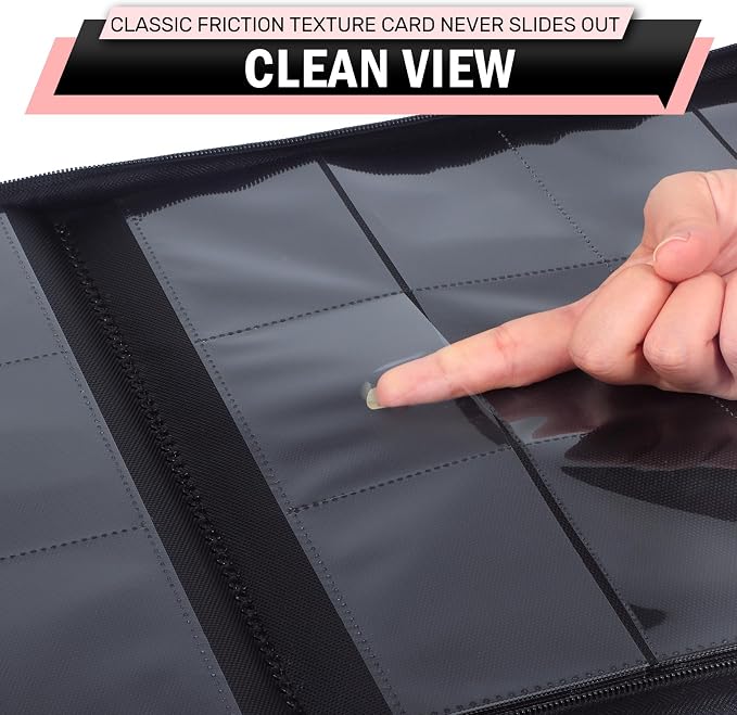 12 Pocket Card Binder, Zipper Trading Card Binder, 720 Large Capacity Side Loading Non-Ring Card Album, Double Sided Acid-Free Card Protector Binder, Card Collection for TCG, MTG, Sport Card, Pink