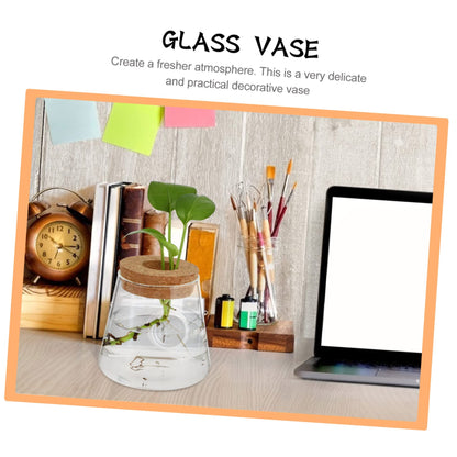 PRETYZOOM 2Pcs Glass Hydroponic Plant Vases for Desktop Home Decoration Clear Smooth Glass Terrarium for Floral Arrangement Office Plant Propagation Jar Unique Design