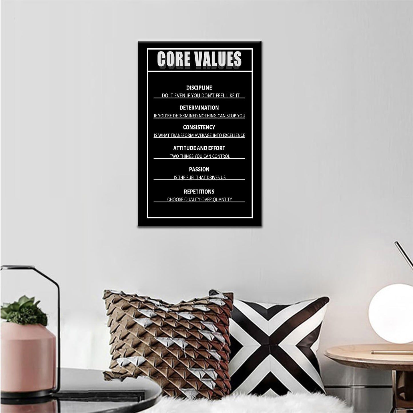 Inspirational Office Wall Art Core Values Motivational Poster for Home Decor Positive Quotes Wall Prints Encouragement Artwork Positive Sayings for Preppy Room Office Wall Decoration [12''Wx18''H]