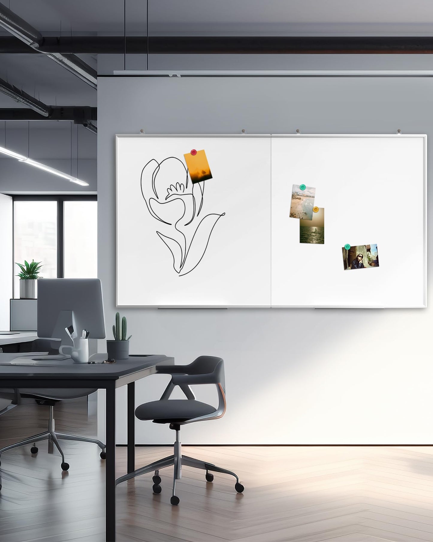 60"X 48" Large Magnetic Dry Erase Whiteboard, Wall Hanging Board with 4 Pens & 1 Dry Erasers & 6 Magnets, Sliver Aluminum Frame White