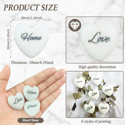 24pcs Inspirational Rocks with Words,Heart Affirmation Stones for Family and Friends as Gifts, Encouragement Stones for Home, Garden, Office Decor,1.18''Each