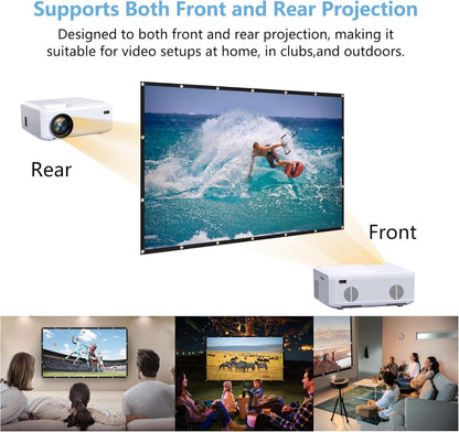 120-inch Projection Screen, Portable 4K Movie Screen, Wrinkle-Resistant, Easy-to-Install Outdoor Projection Screen, 16:9 Foldable and Washable, Suitable for use in Offices, Home theaters, Outdoors.