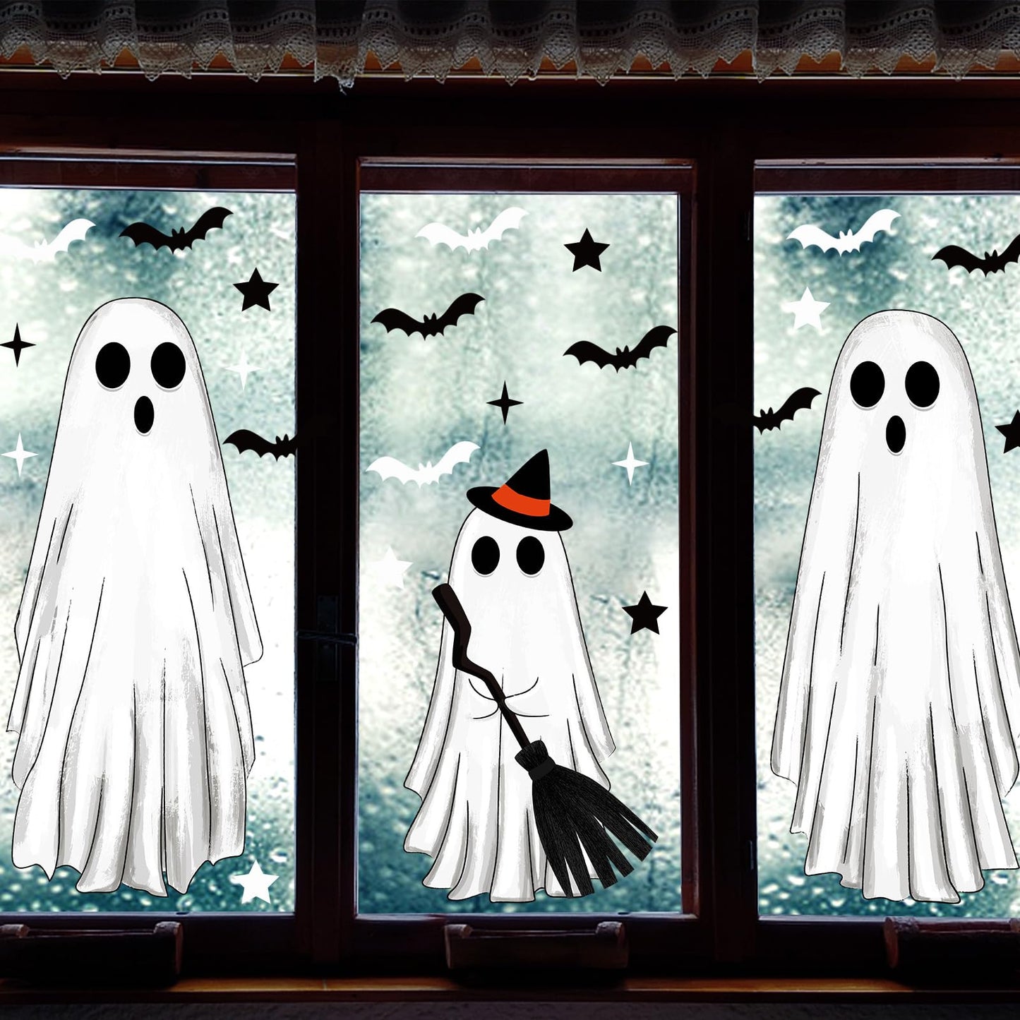 Large Halloween Window Clings Ghosts Silhouette for Glass Window Ghosts Window Stickers Decals Decorations
