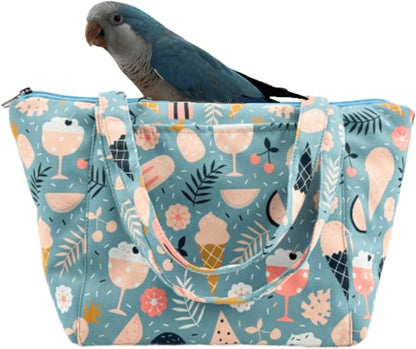 Warm Bird Carrier Bag for Winter Shoulder/Hand Bag Outdoor Portable Travel Carrier with Air Holes for Parakeets Lovebirds Conures Quarkes Caique (Blue,Small)