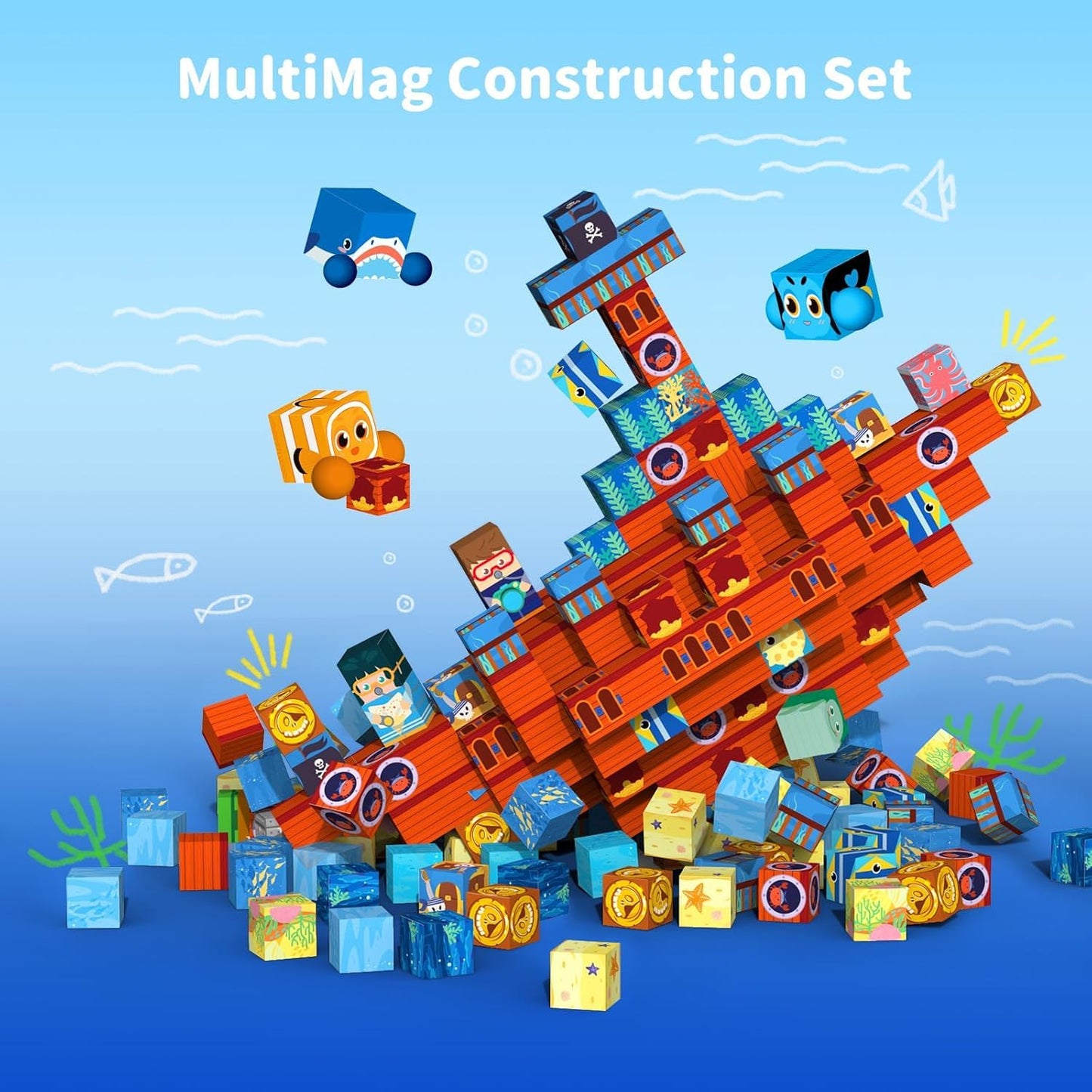 VNLINA Magnetic Building Blocks for Kids - 154Pcs Magnetic Cubes STEM Montessori Sensory Toys Set Creative Gift for Boys Girls Ages 3 4 5 6 7 8 9 10+
