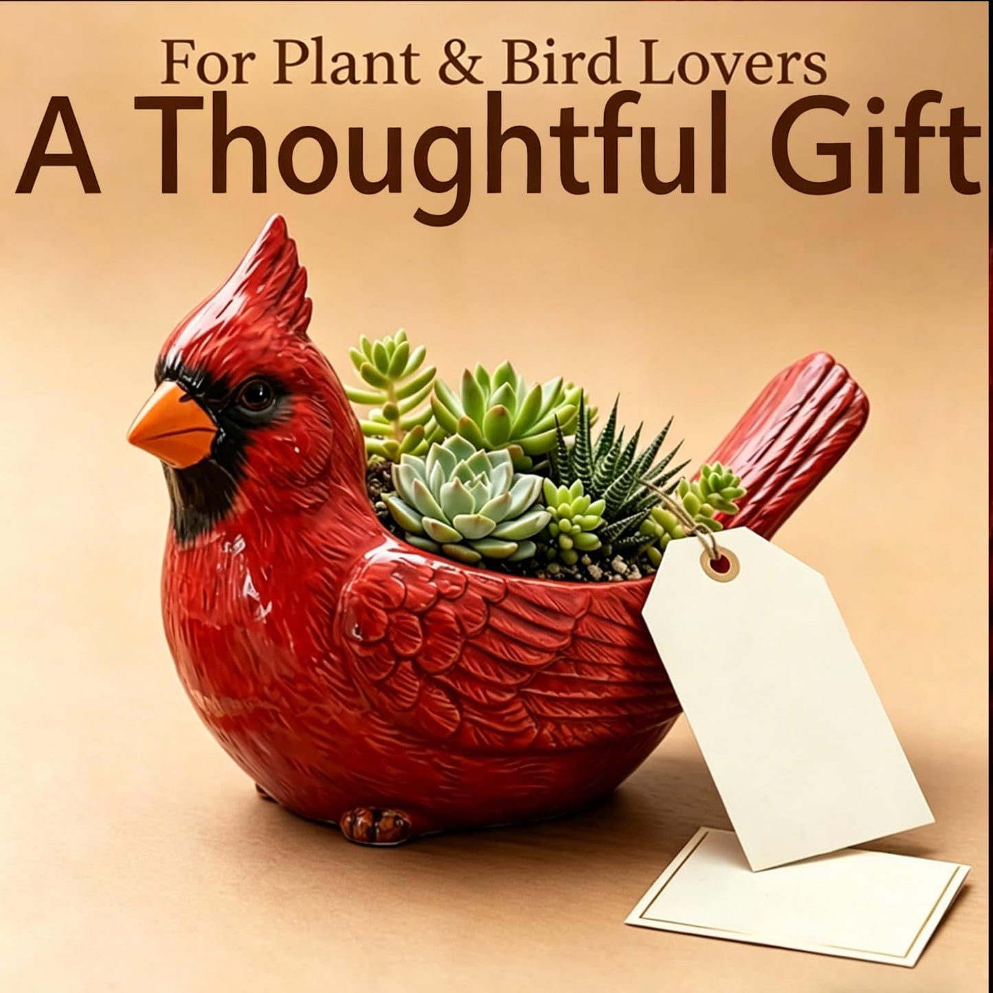Cardinal Bird Succulent Planter, Upgraded Resin Red Birds Plant Pot with Drainage Hole, Cardinal Flower Pot Resin Decorative Bird Planter, Cute Animal Plant Pot for Indoor Outdoor Plants (Mix*1)