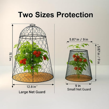 Tcomhk Garden Cloches for Plants, Chicken Wire Plant Cages, Plant Protectors from Animals, Combo Pack, 12 Pcs (6 Large 17.7" × 12.8" + 6 Small 5.87" × 9")