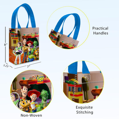 Toy Story Party Favor Bags Set – 24 Pack 8" Disney Goodie Bags for Kids Bulk Reusable Mini Totes | Disney Toy Story Birthday Party Supplies