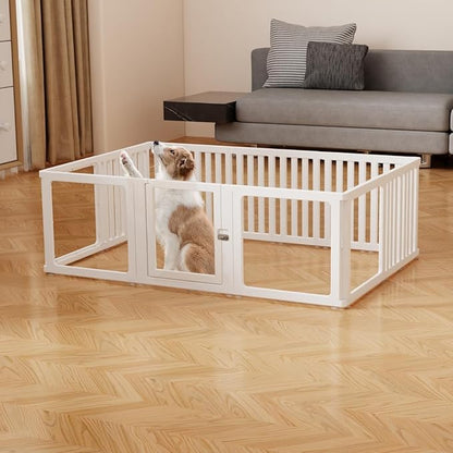 15 Pcs DIY Plastic Acrylic Dog Playpen with Clear Dog Gate, Clear Acrylic Dog Pen for Indoor Easy to Assemble and Disassemble，23.6" Height