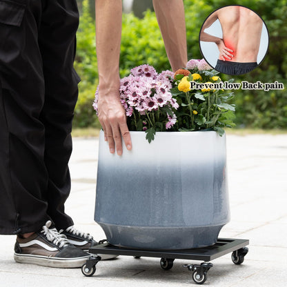 Goooxim 14 Inch Plant Dolly with Wheels - Heavy Duty Steel Caddy for Indoor & Outdoor Pots, 360° Rotating Rollers, Detachable Handle, High Capacity for Easy Mobility & Stability