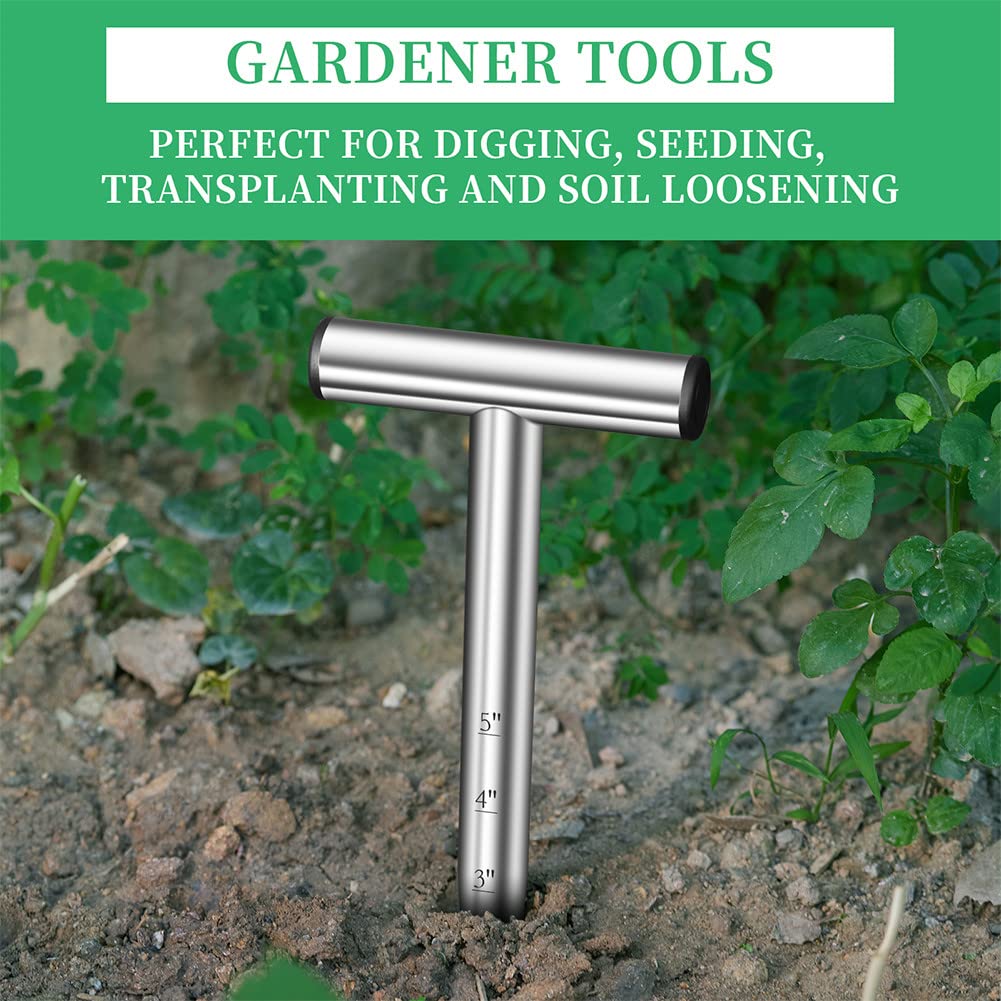 Sukiise Hand Dibber, Seed Dibber, Bulb Planter Tool, Seed Planter Tool, Hole Digger for Plant Labels, for Self Watering Stakes, Hand Held Bulb Planter for Tulip Daffodil Crocus Garden Tool