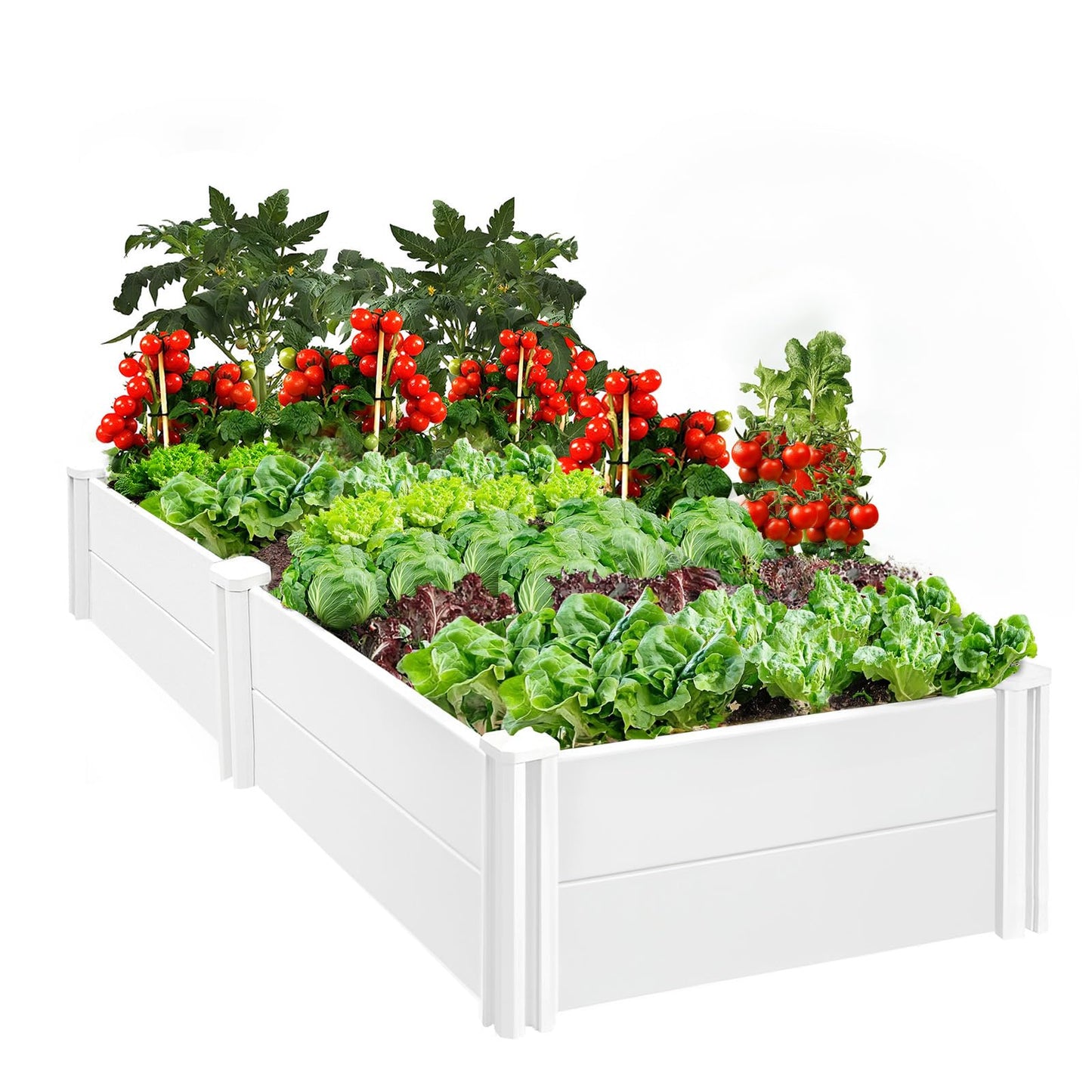PASAMIC 8x4x1ft Vinyl Raised Garden Bed, Rust-Proof Outdoor Planter Box for Gardening, Durable Raised Plant Box with Open Bottom, DIY Above Ground for Fruit, Vegetables, Herbs