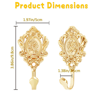 4Pcs Elegant Gold Curtain Tiebacks, Maijdoany Vintage Rose Wall Mounted Hook Holdbacks for Curtains Drapes, Curtain Tie Back Hooks for Bathroom, Bedroom, Kitchen (Rose Gold)