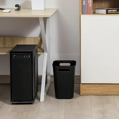 UUJOLY Plastic Trash Can Wastebasket, Garbage Container Basket for Bathrooms, Kitchens, Offices, Kids Rooms, Black, 3.5 Gallon, 2 Pack