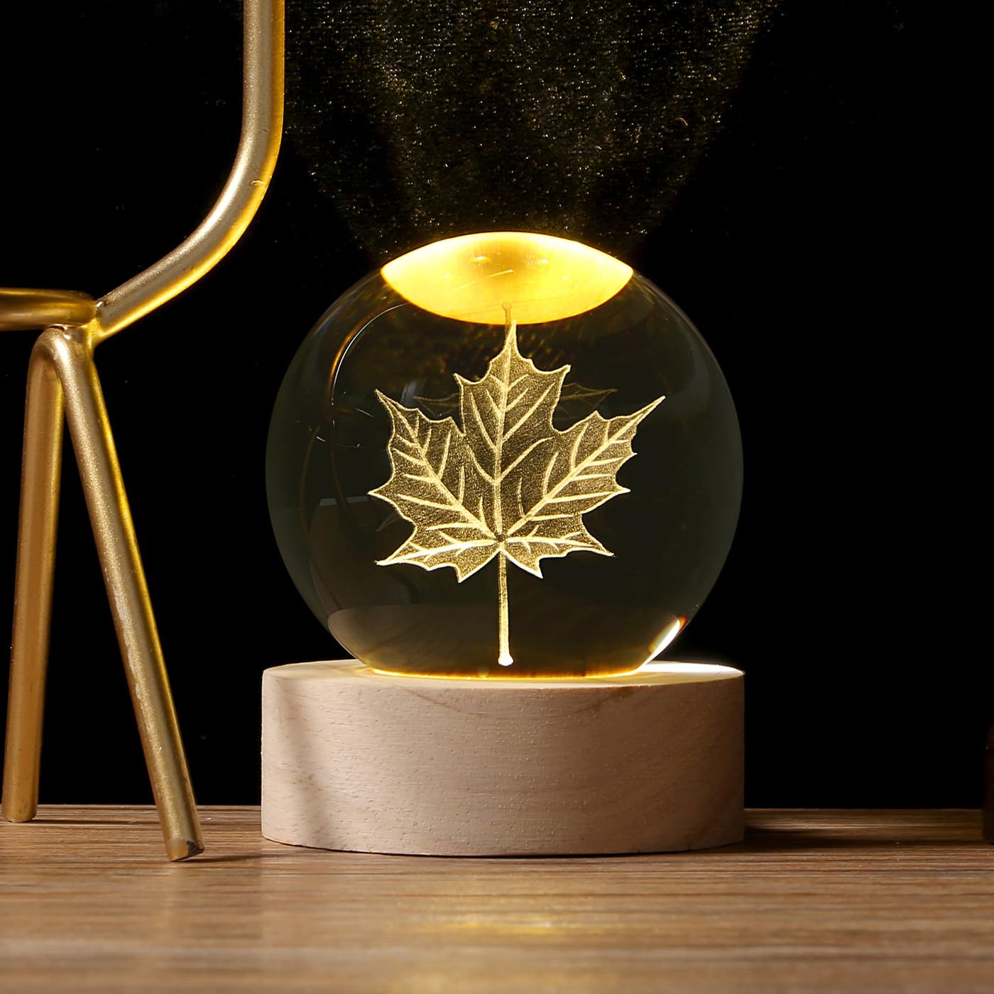 MAIBAOTA Fall Decorations for Home Fall Leaves Autumn Room Kitchen Home Decor 2.4 Inches Crystal Ball Glass Figurines Sphere
