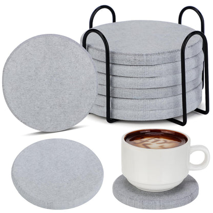 Yaomiao Diatomaceous Earth Coasters Set of 6 Absorbent Coasters with Holder 4 Inch Grey Coaster for Drinks Thick Diatomite Coaster for Home Decorations Coffee Bar Accessories Table Countertop