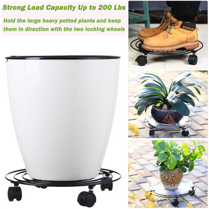 8 Packs Large Metal Plant Caddy with Wheels 13" and 11.8" Heavy-Duty Wrought Iron Rolling Plant Stands with Casters Plant Dolly Plant Roller Base Indoor and Outdoor Plant Pot Movers Planter Rollers