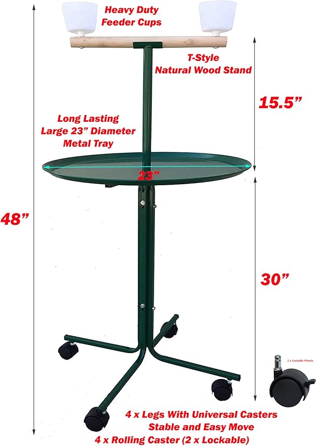 Large 49" Metal Base Parrot Bird Cage Amazon African Grey Macaw Cockatoo Play Metal Stand (White)