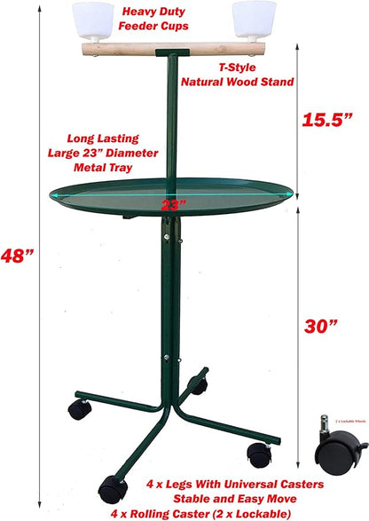 Large 49" Metal Base Parrot Bird Cage Amazon African Grey Macaw Cockatoo Play Metal Stand (White)
