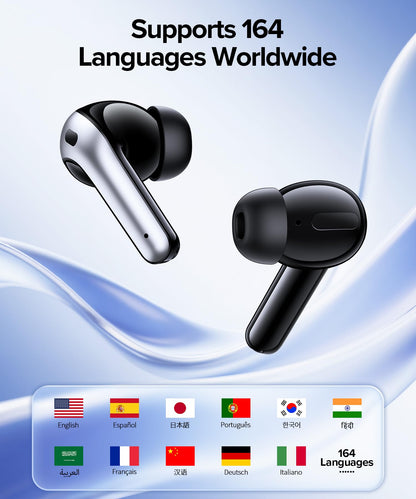 OKEEFE AI Translation Earbuds Real Time 164 Languages Translator Ear Buds Audifonos Traductores Inglés Español 70H Playtime Wireless Earphones AI Bluetooth Headphones for Travel Meeting Learning