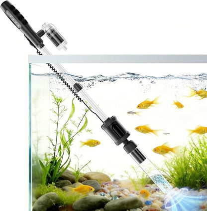 AKKEE Aquarium Vacuum Gravel Cleaner Handle Control, 8 in 1 Multifunctional 36W Electric Fish Tank Cleaner Vacuum for Automatic Water Change, Wash Sand, Water Circulation and Timed Off